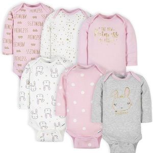 NWT 6-9 Month Gerber Baby Girls' 6-pack Long-sleeve Onesies